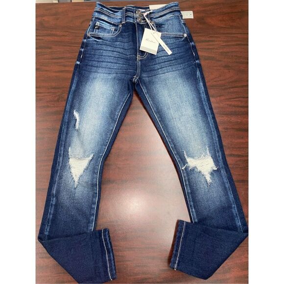 NWT KanCan Maurices High Rise Crop Distressed Denim Jeans Size 23x25 - Picture 1 of 7